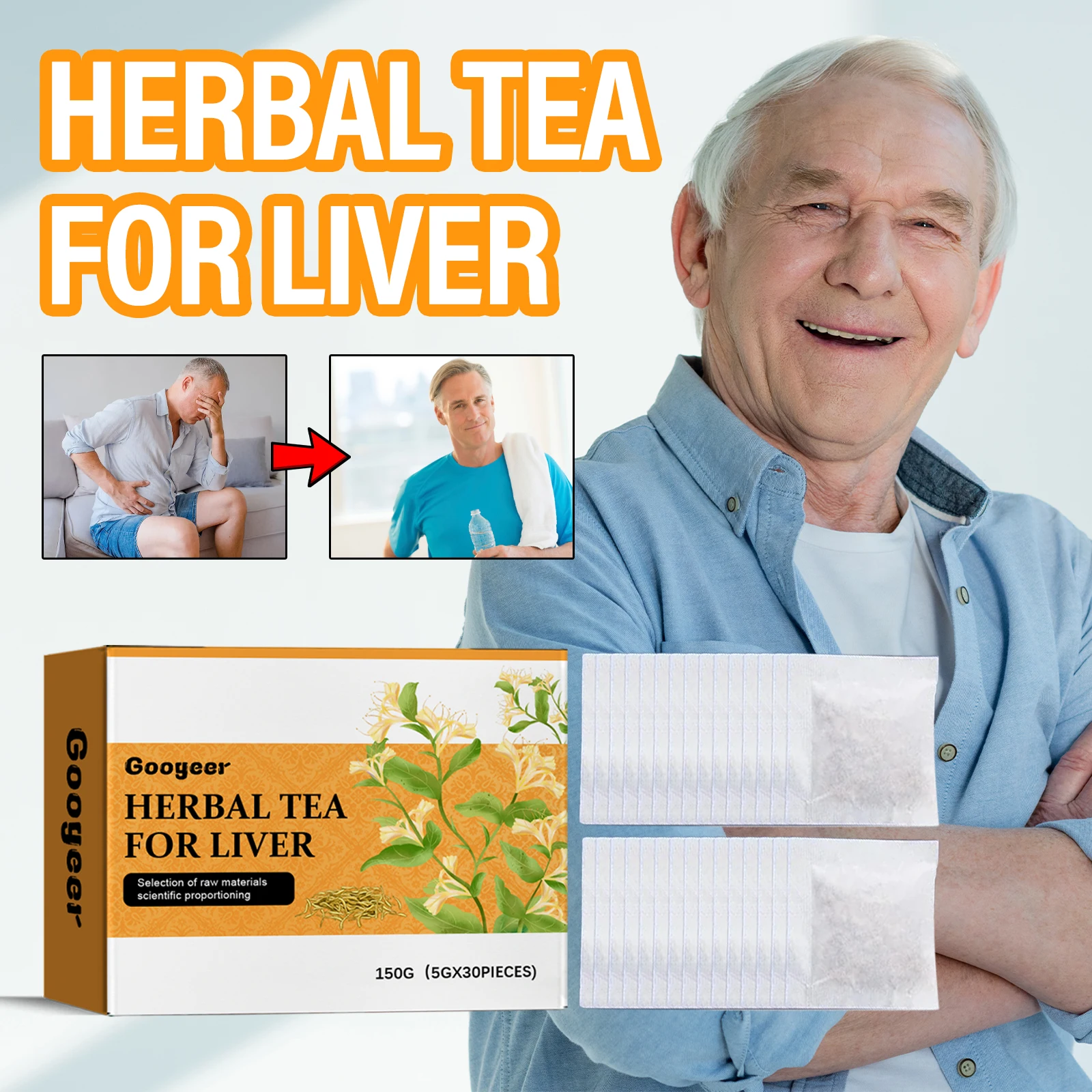 30Bags/Box Herbal Liver Detox Tea Organic Natural Eye Clear Health Tea