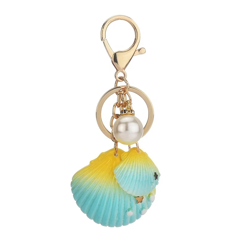 Promotional Keychains  Acrylic  Conch Shell Key Chain with Carabiner and Key Ring for Girls Women Lover Birthday Gifts in Bulk