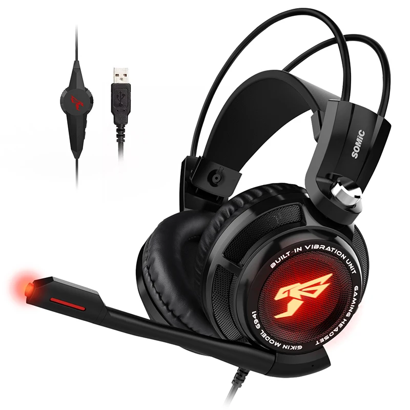 Зеркальные Игровые наушники SOMIC G941, наушники ns hekate с RGB дисплеем, Проводная игровая гарнитура специально для PS4 PS5 Xbo