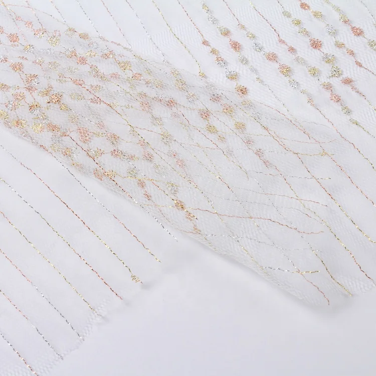 Custom net bridal 3d mesh french sequins tulle lace fabric for wedding dress