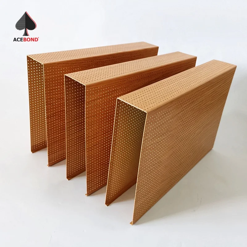 ACEPLATE Fashion Modernoffice Metal Ceilings Tiles U-shape Aluminum Brushed Metal Modern Hotel Acebond