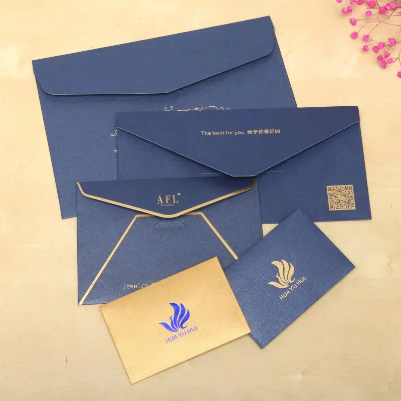 Custom Size A4 C5 Cardboard Foil Business Invitation Gift Card Packaging High Quality Pearl Iridescent Paper Envelope