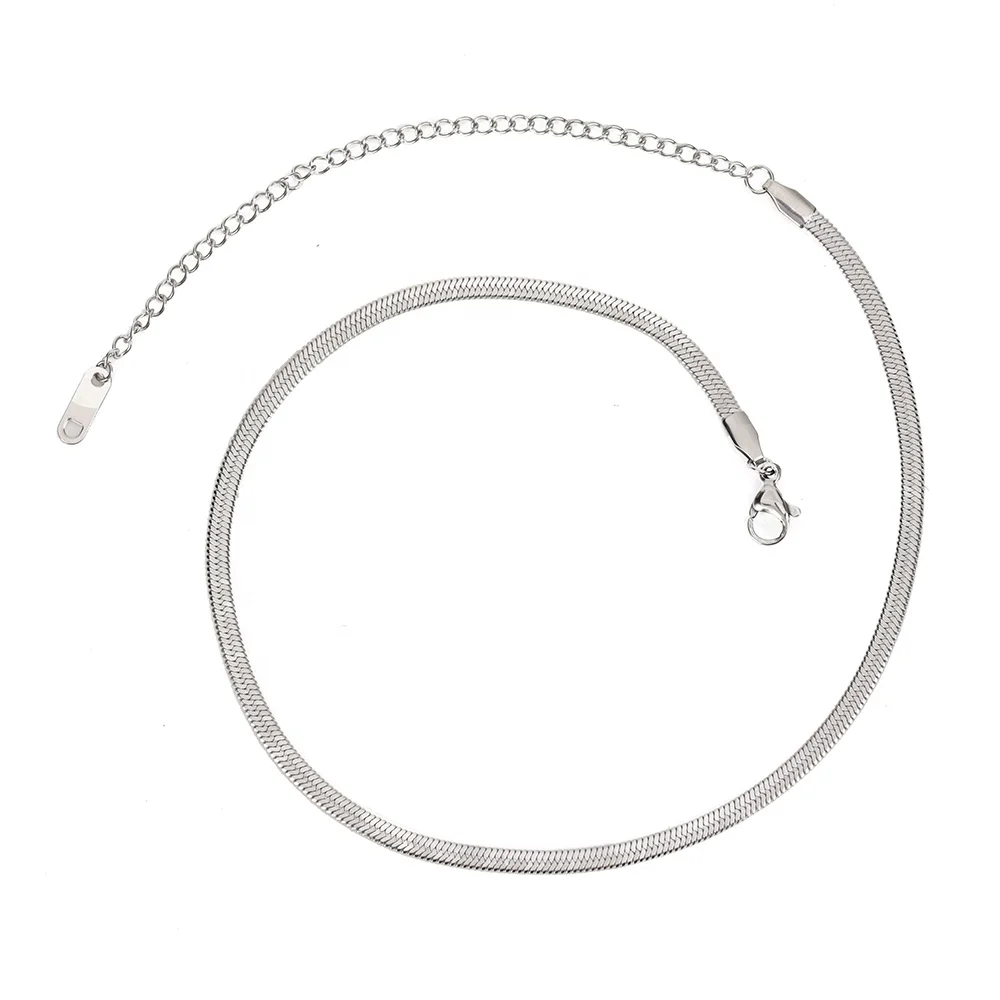 
Dainty Stainless Steel Chain Link Choker Necklace Minimalist Gold Plated Flat Snake Chain Necklace Jewelry for Women 