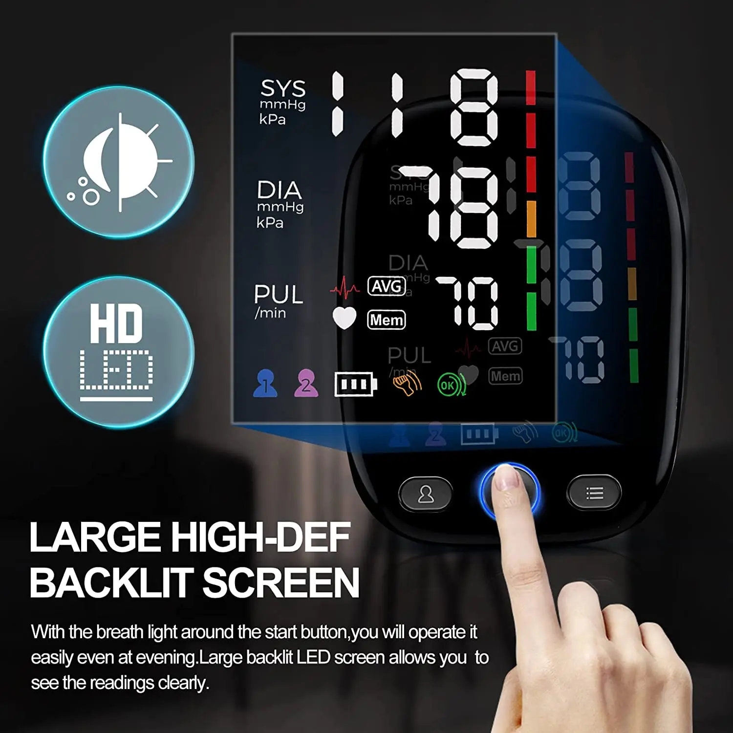 Blood Pressure Monitor - Digital Automatic Measure Blood Pressure Monitor with Heart Rate  Pulse Detection
