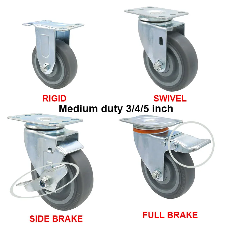 32mm tpr castor wheel furniture tpr industrial medium heavy duty removable casters