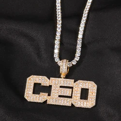 New!Hip Hop DIY Letter Splice Brass Pendant with Square Zircon Link