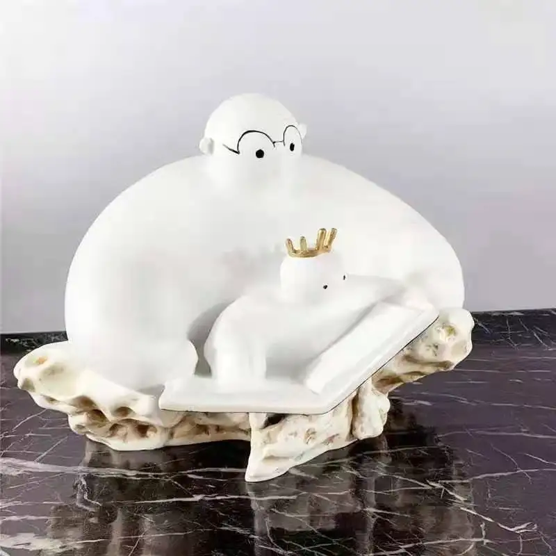 Nordic modern minimalist prince father and son reading book sculpture decoration model house sales office soft decorations