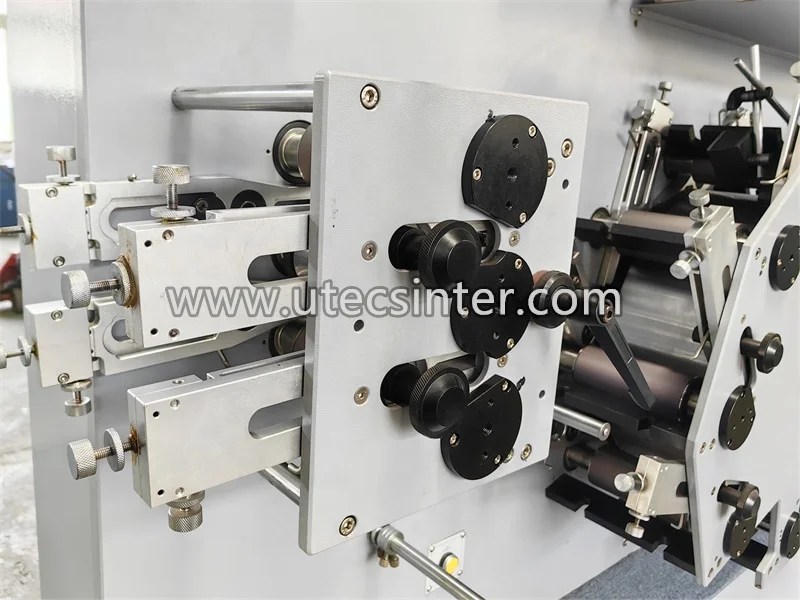 UGS62 6 front 2 back Color Double Side Automatic Fabric Tape Ribbon Flexo Printing Machine, Clothing Label Flexographic Printer