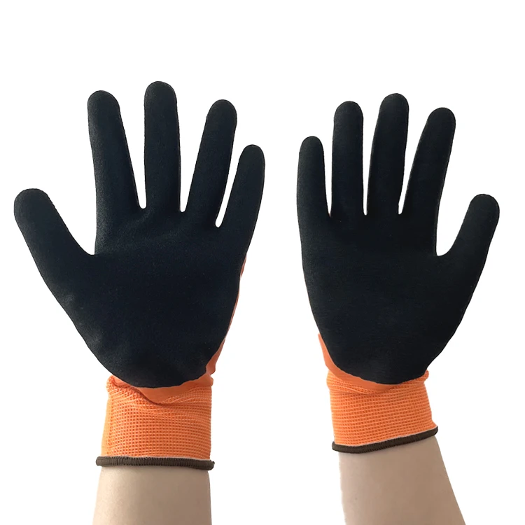 Cheap better 15 gauge nylon double latex rubber insulated resistant winter outdoor general purpose gloves safety gloves for work