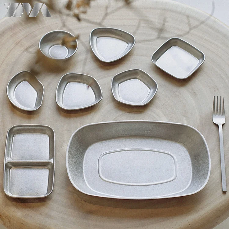 Wholesale 304 Stainless Steel Seasoning Dip Dishes Korean Style Dish with Different Sizes BBQ Restaurant Snack Serving Dish