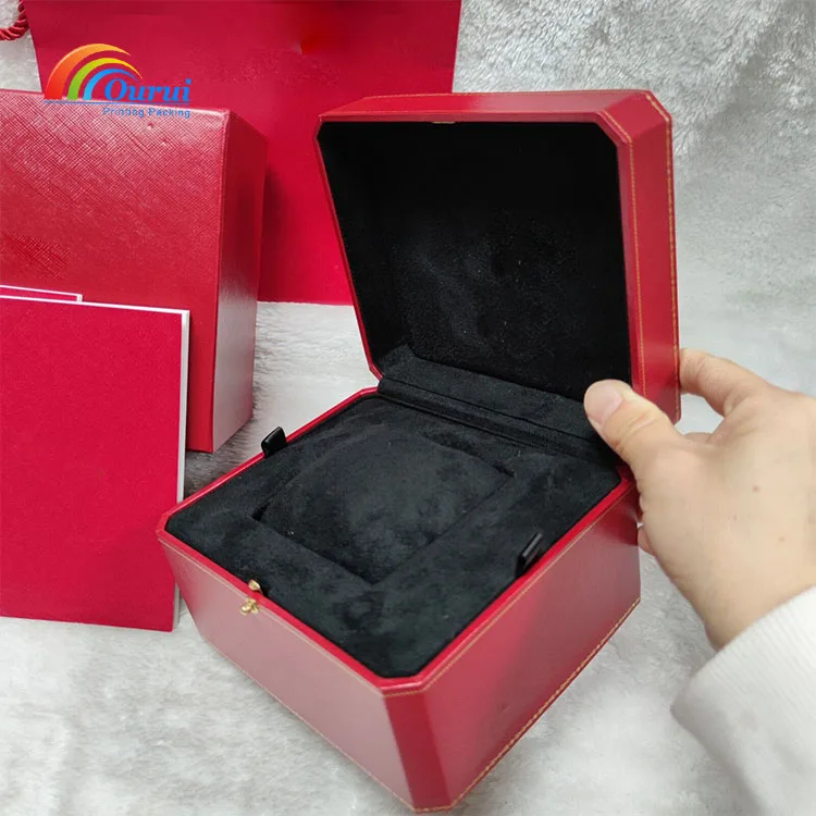 Wholesale custom high-end luxury gift box travel case containing tote bag flip leather red brand watch case