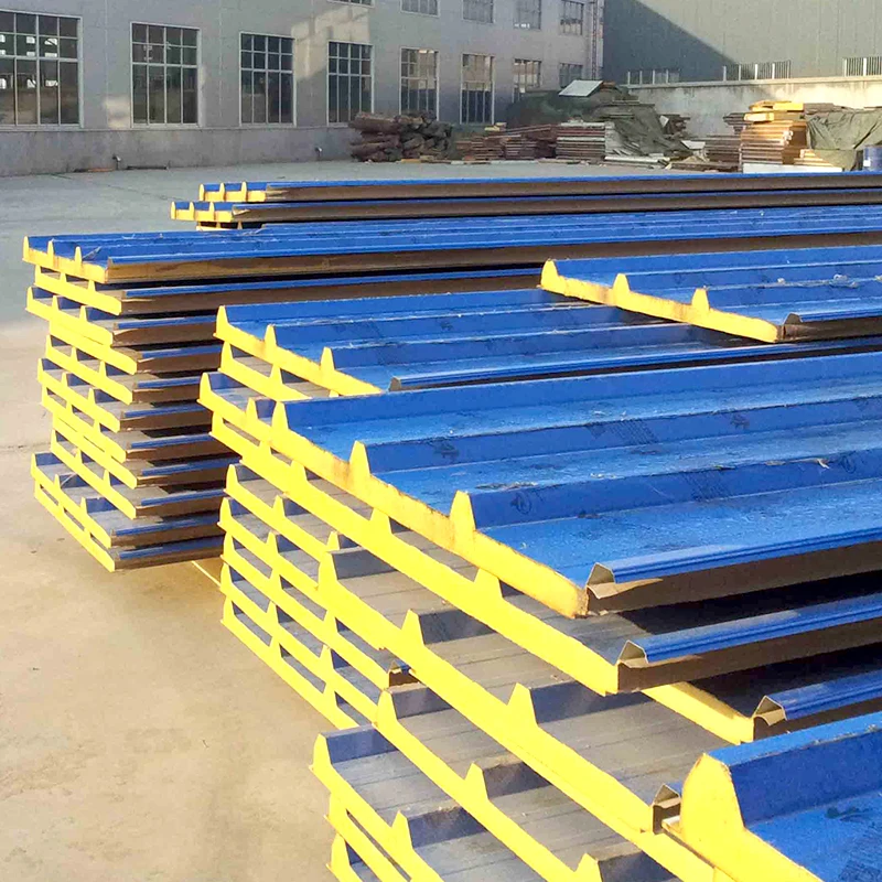 Heat preservation sound insulation 100mm 160 mm 300mm  prefabricated warehouse building wall cladding pu sandwich panel