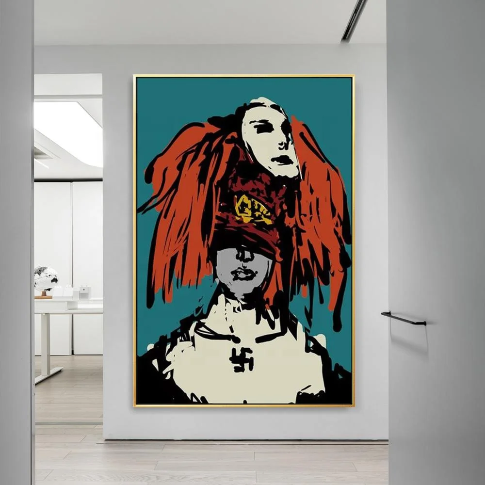 
Abstract acrylic painting on canvas red green dark gothic women face portrait painting cuadros abstractos on canvas wall art pic 