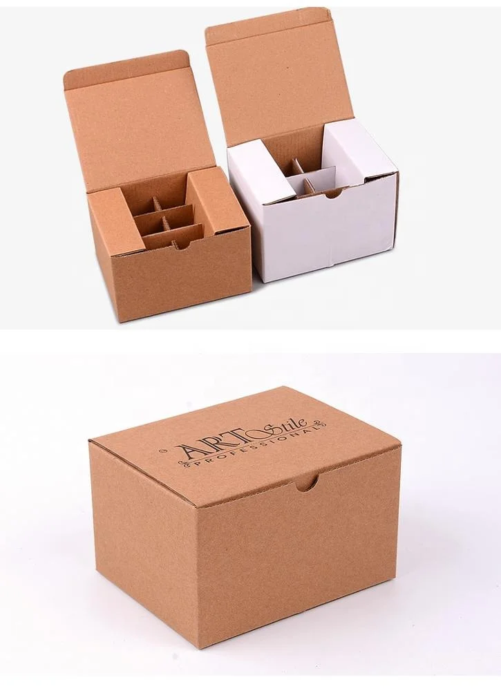Custom Logo White Corrugated Paper Essential Oil Bottles Shipping Box Nail Polish Box With Divider