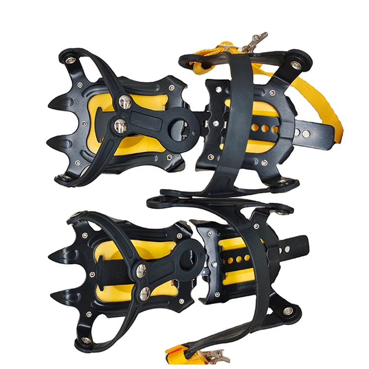 10-Stud Spikes Anti Slip Snow Ice Grips Over Shoe Traction Cleats Rubber Crampons Slip-on Stretch Footwear