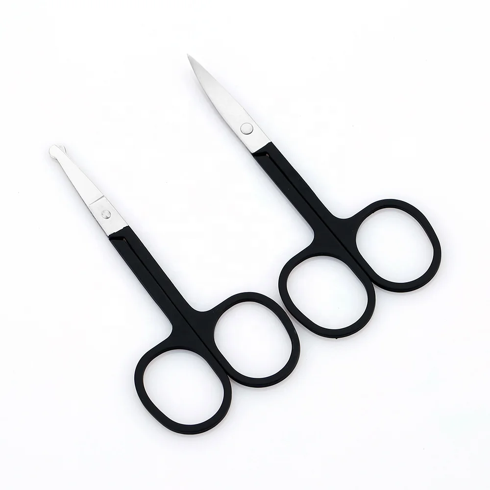 Stainless Steel Curved Sharp Beauty Nail Cuticle Cutting Scissor Black Private Label Eyebrow Scissors