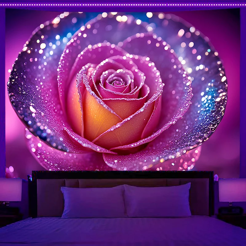 Fluorescent wall hanging fantasy starry sky landscape cat pattern tapestry home bedroom room hippie decorative background cloth