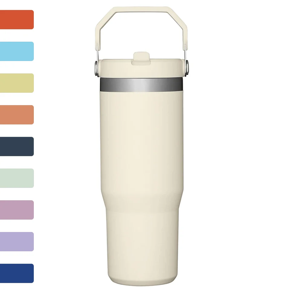 Reekoos sublimation blank Vacuum Double Insulated Coffee Travel Mug 20oz 30oz Stainless Steel Tumbler With Handle