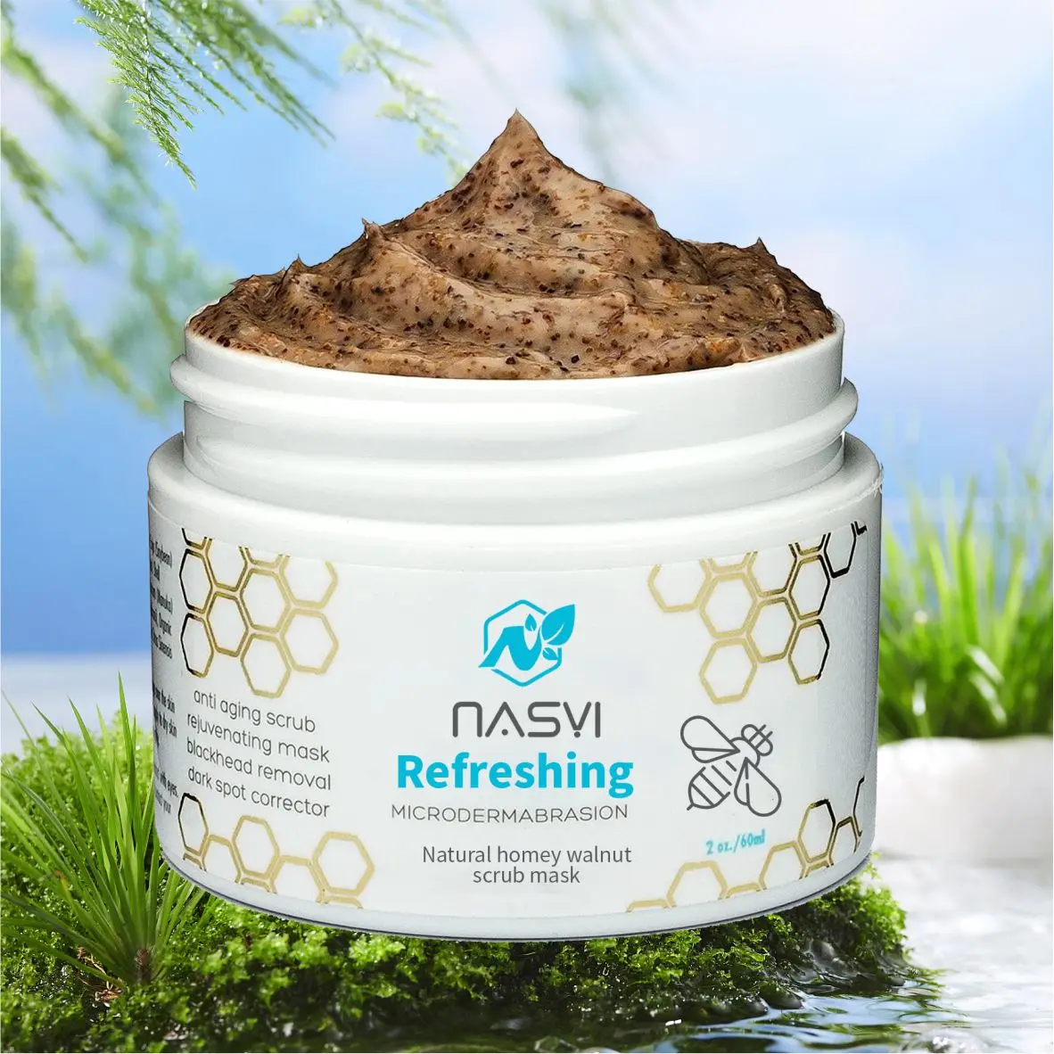 Best Selling Nasyi Private Label Natural Vegan Face Mask Pore Shrink Microdermabrasion Honey Walnut Facial Scrub Facial Mud Mask