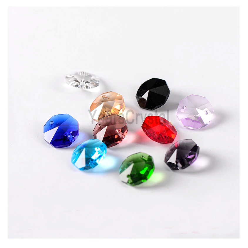 Prisms crystal glass Octagonal Beads with string strands for curtain Pendant Chandeliers