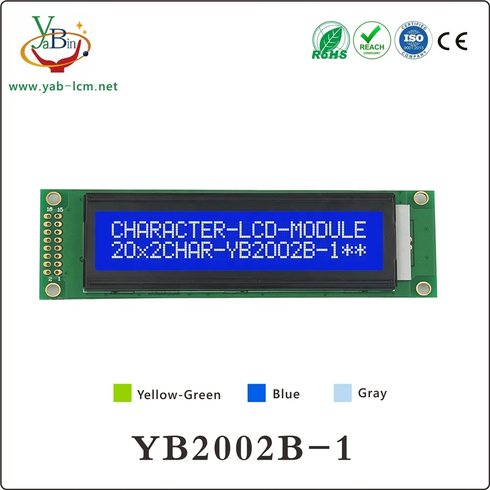 16 PIN 202 2002  20X2  Monochrome  Character lcd Display module with 5V / 3.3V