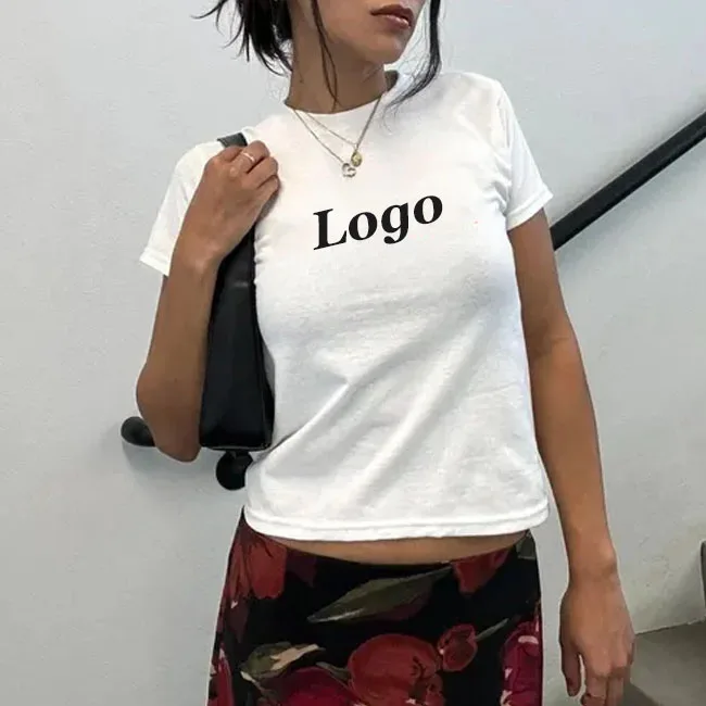 Summer Y2K Streetwear Crop Top Vintage Printing Baby Tee Rhinestone Cropped Anime T-shirt