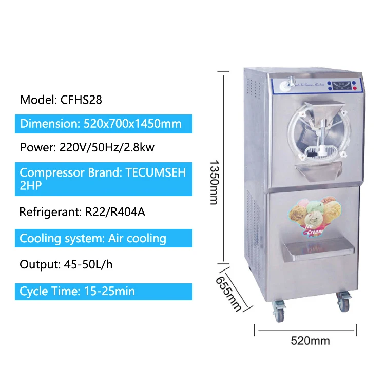 Горячая Распродажа твердого мороженого при помощи фризера для мягкого мороженого машина для партии морозильник BQL-HS28 йогурт машина мороженого