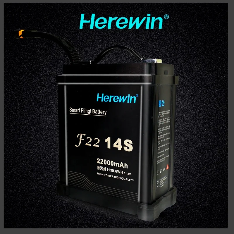 Herewin lifepo4 pack rechargeable batteries 22Ah 51.8V 20C 14series Tattu intelligent Li-ion cell battery for quadcopter drone
