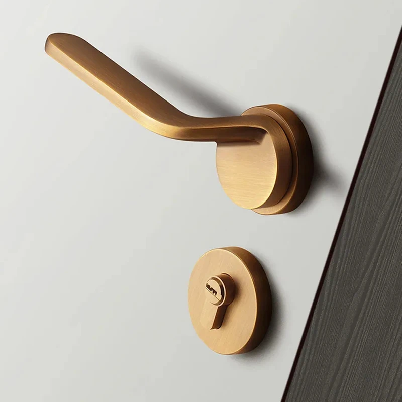 European Modern Luxury Fancy Privacy Entry Chrome SS Stainless Steel Lever Type Doorknob Door Handle With Lock For Interior Door