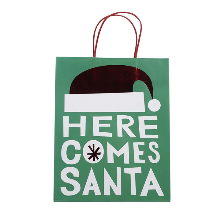 
Christmas Packaging Bag For Gift Kraft Brown Paper Portable Bags With Handles 03S024 