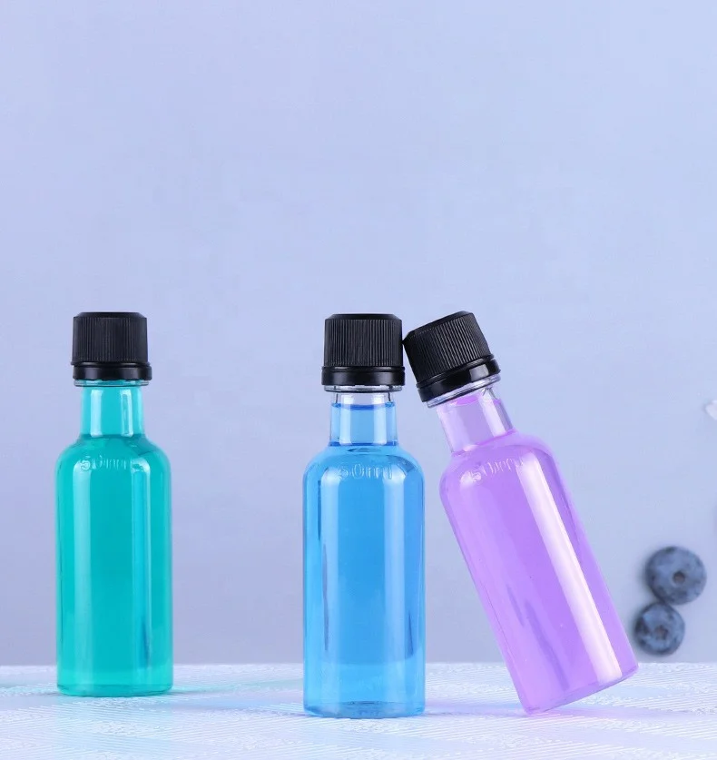 Mini Liquor Liqueur Bottles 50ml 1.7 Fl oz Empty Whisky Spirit Bottles With Caps For Flavoured Gins Vodka Gin Plastic Bottles