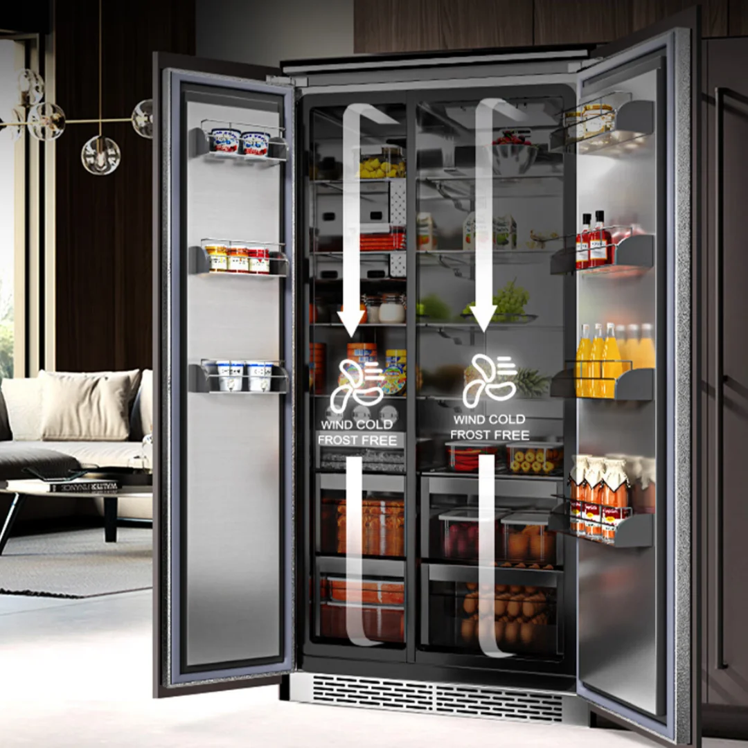 455L Home Refrigerator No Frost A+ A++ Bottom Freezer Double Door Fridge With Water Dispenser