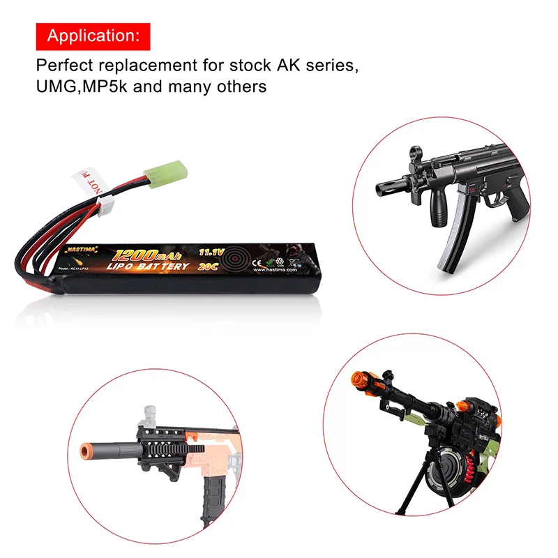 High Rating 3s 11.1v 1200mah 20c Rc Model Airsoft Gun Rc Battery Rechargeable Lipo Battery