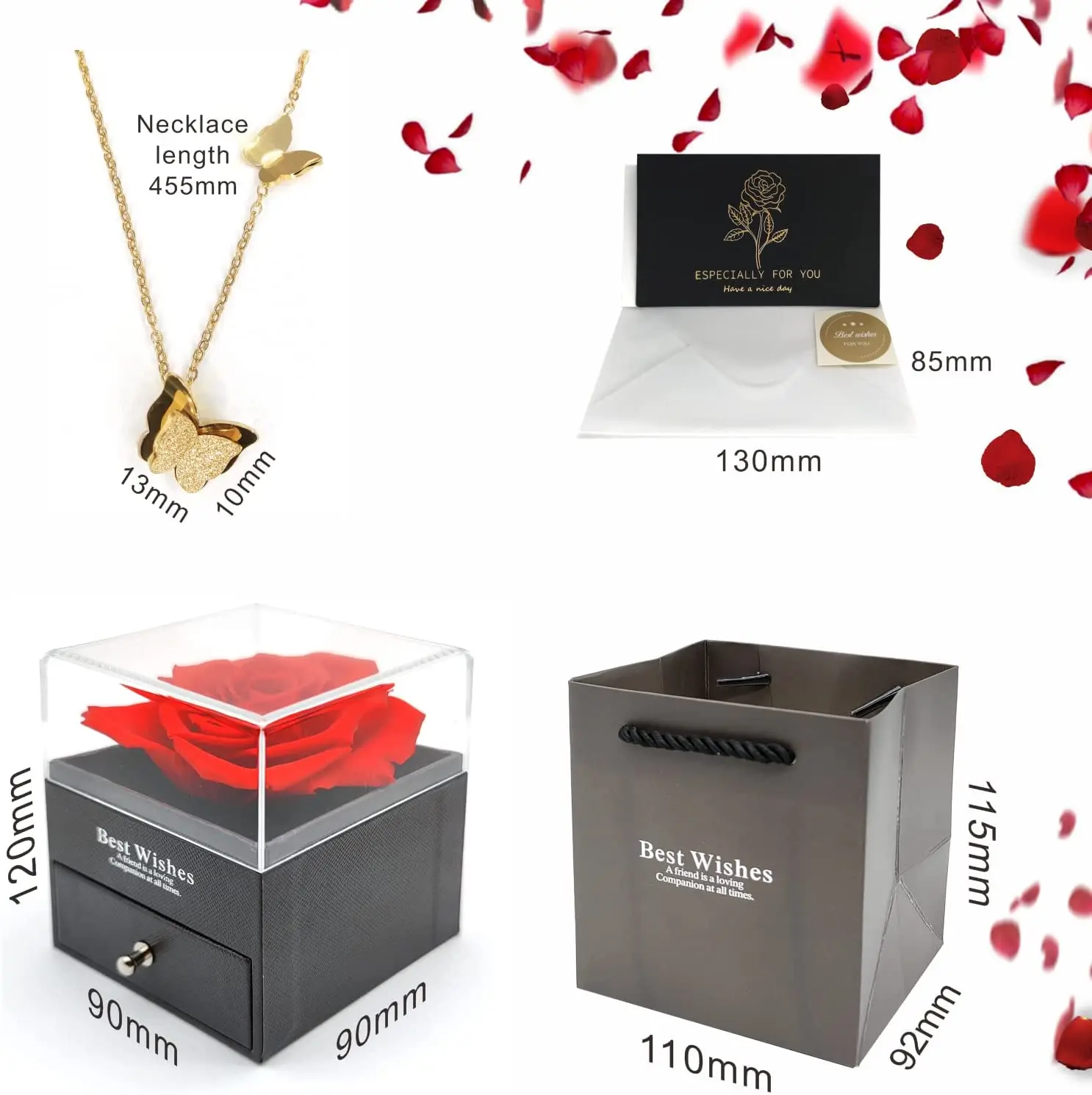 Flower Jewelry Gift Box Jewelry Custom Logo Gold Rose Magnetic Jewellery Red Rose Jewellery Gift Box