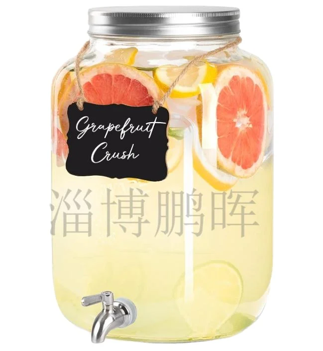 Glass Dual Beverage Dispenser Set 2 Gallon Glass Beverage Jar with Metal Rack for Wedding Juice Tea Lemonade Distribution