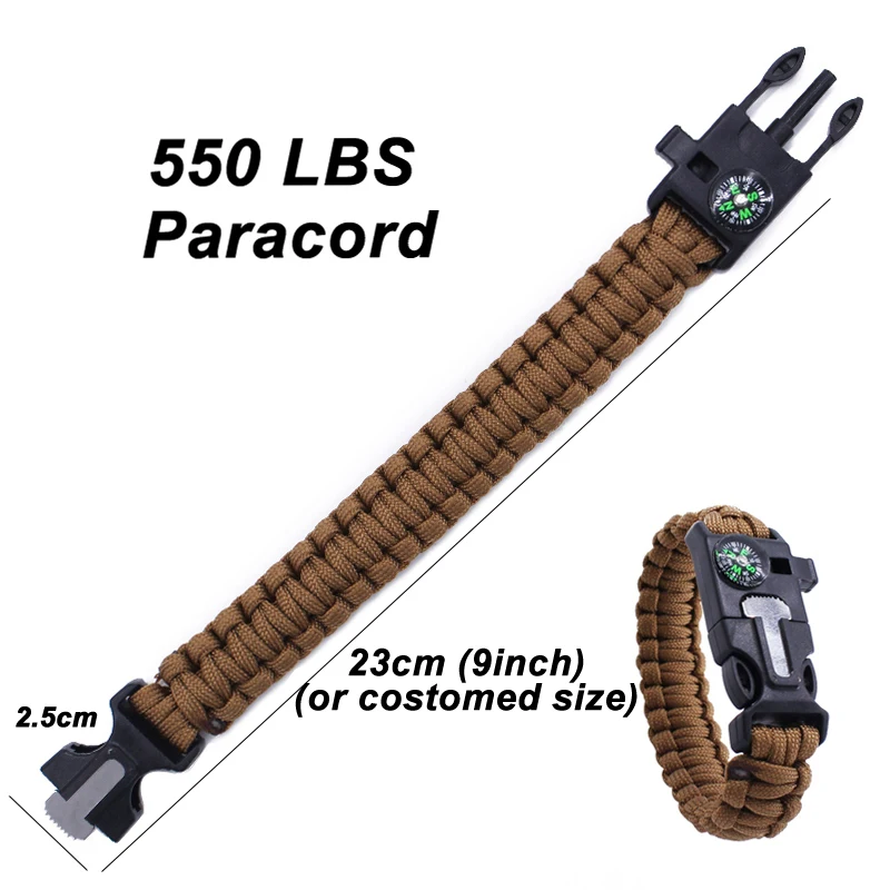 
Wholesale Free Sample Survival 550 LBS Tactical Paracord Bracelet for Outdoor Camping 