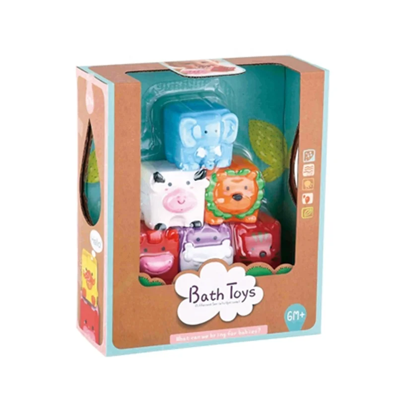 Colorful stacking building toys squeeze set  baby soft toys animal blocks