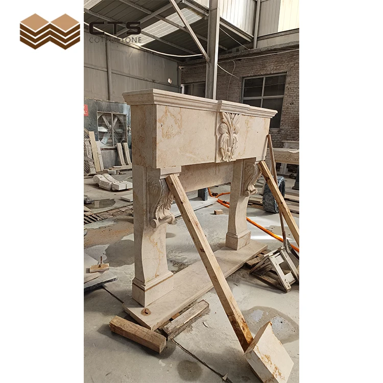 Китайская резьба, домашний декор в Ржавом стиле, каминная полка из натурального бежевого мрамора, по заводской цене