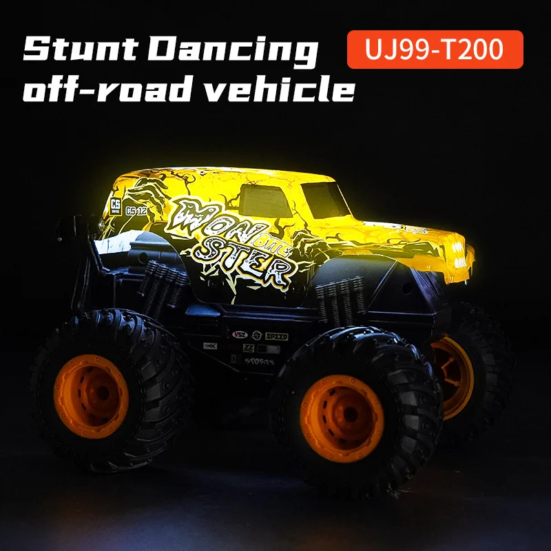 Remote Control Car 2.4Ghz All Terrain Shark Monster Truck Toy RC Truck with Music 3 Lighting Effects 360 Stunt Boys Kids Toys