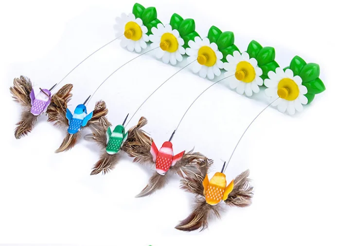 Wholesale Pet Cat Supplies Electric Butterfly Cat Toy Hummingbird Rotating Cat Teaser Stick