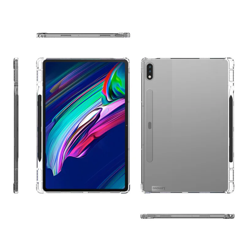 Clear Shockproof 360  Matte Bumper Slim TPU Cover Case For Lenovo Tab P12 Pro Q706F 12.6 inch  with Stylus pencil holder