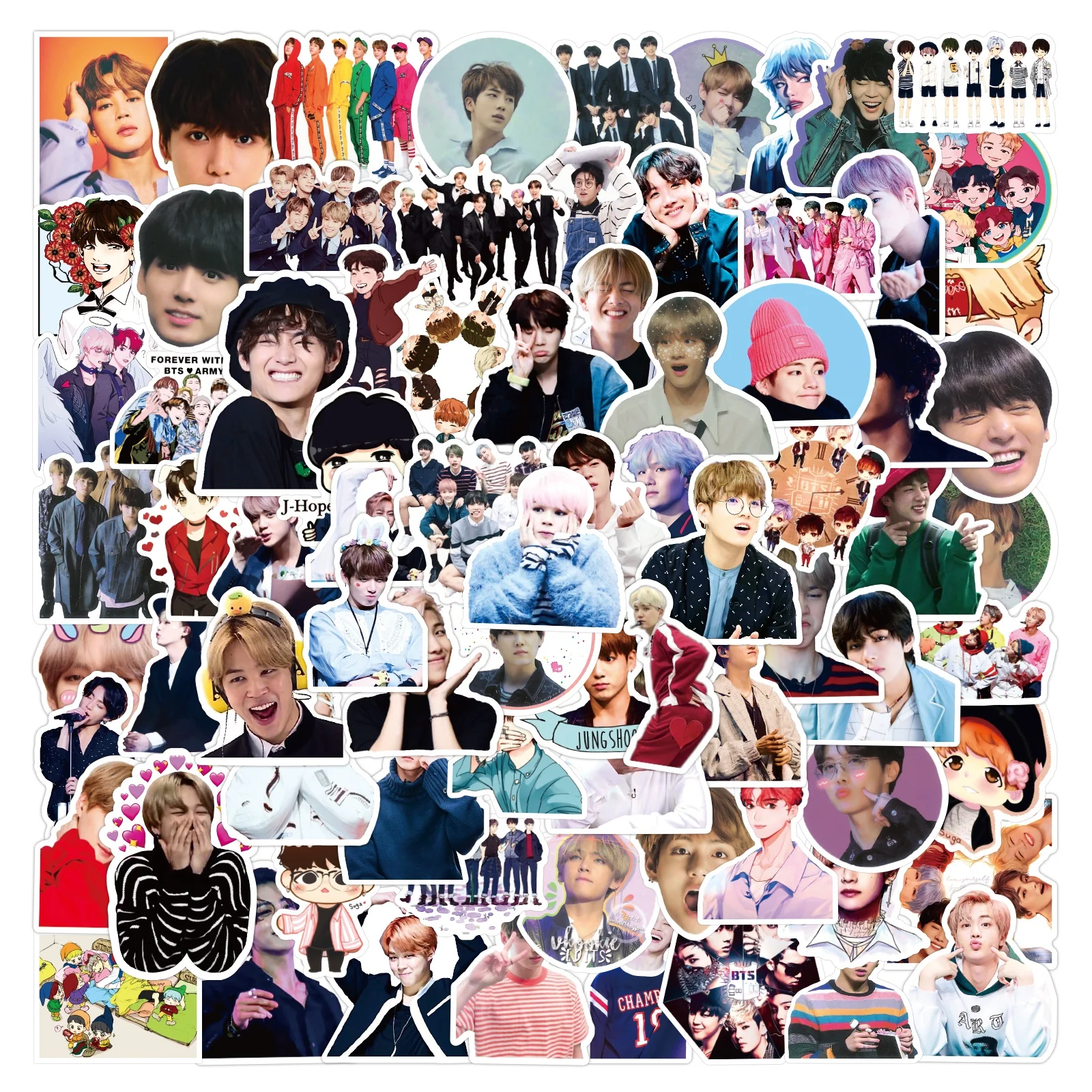 wholesale 100pcs Korean Kpop idol cartoon stickers waterproof PVC laptop notebook water bottle sticker girl Bangtan Boys sticker