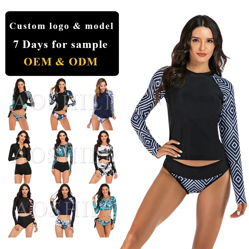 AOSHILI Женский и женский купальник с защитой от УФ-лучей и длинным рукавом