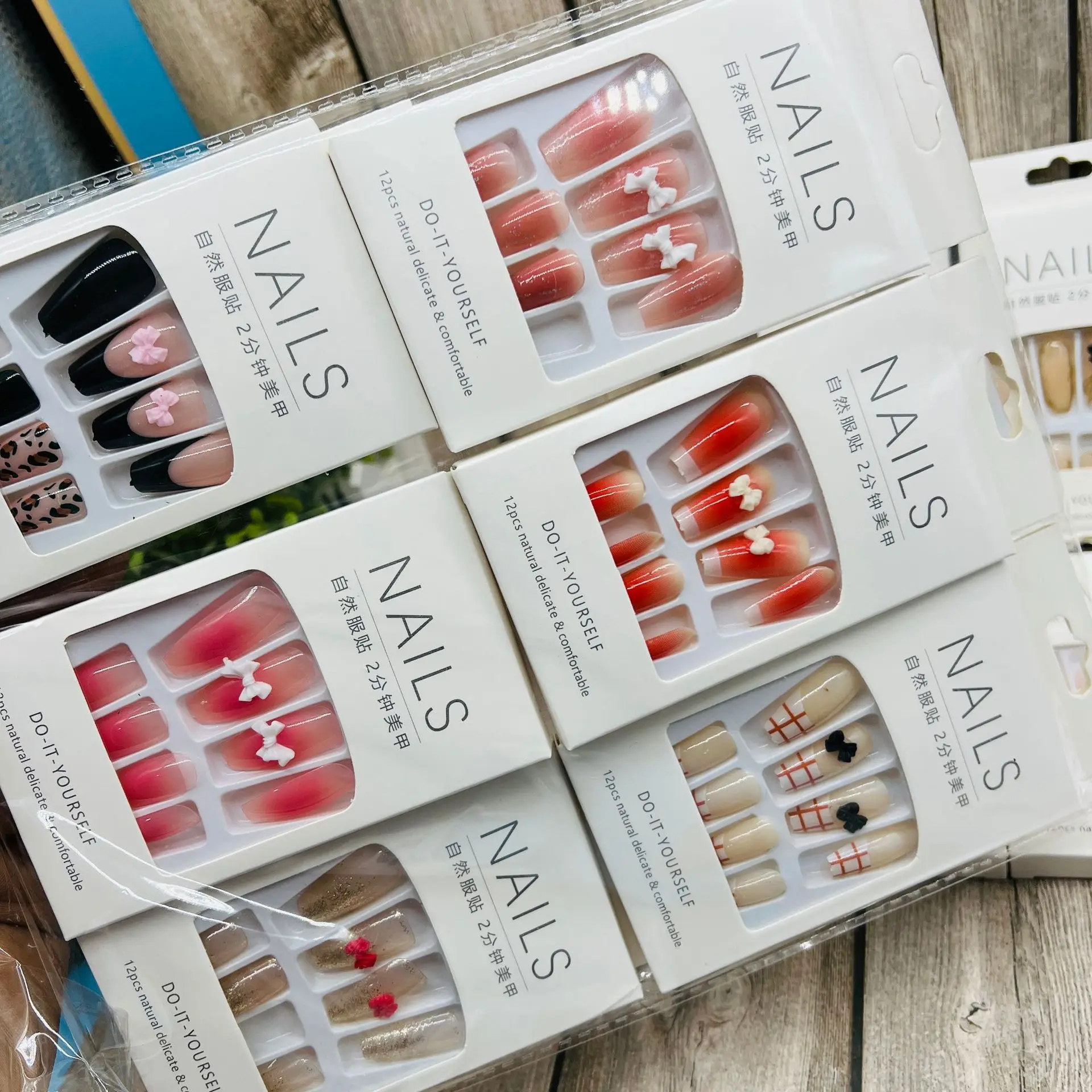 Neiss 2024 designer cherry and bow knot only her purple press on nails long wholesale exotic fait a la main