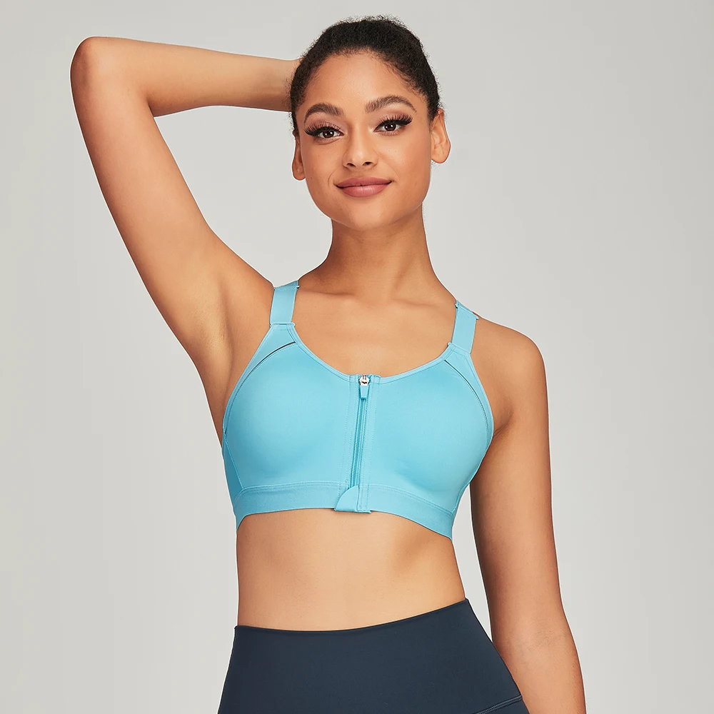 Yoga and Sports Bra Custom Brand Women Fitness OEM Customized Spandex Anti Logo Style Fashion Zipper Top