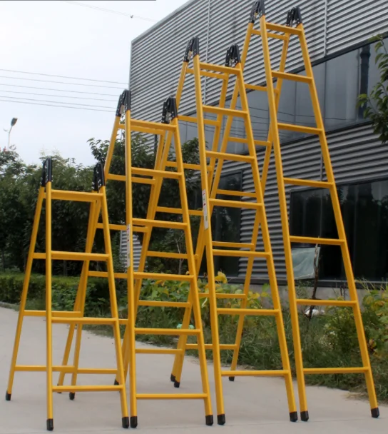 2-5m Lightweight movable tripod frp ladder Fiberglass Frp Folding Telescopic Ladder
