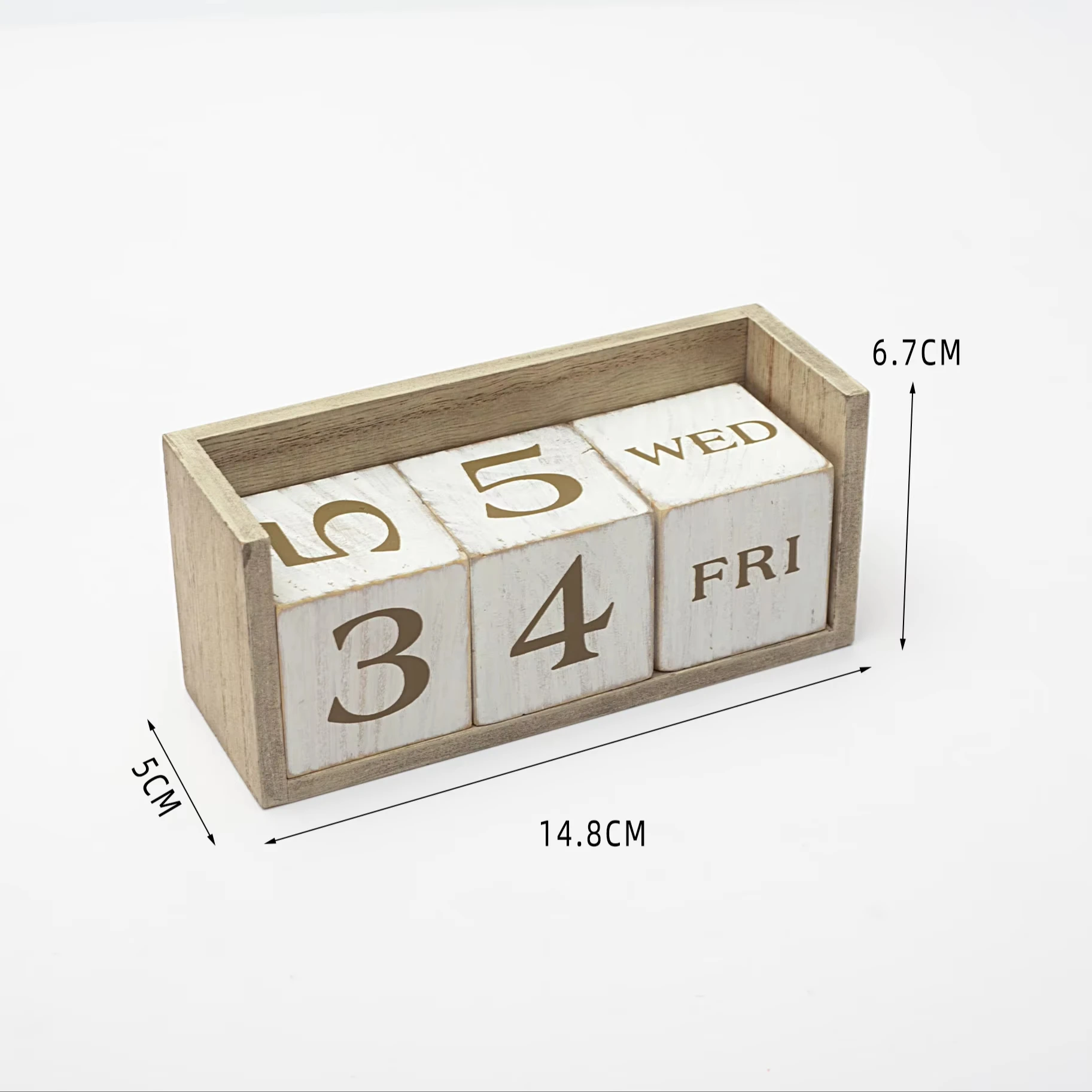 Simple Home Office Living Room Desktop Wooden Perpetual Month Date Display Blocks Wood Block Calendar