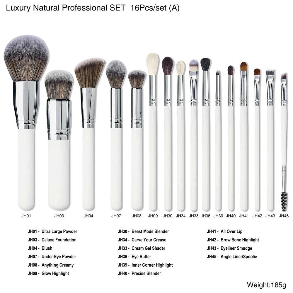 White Premium Flat Synthetic Hair Face Powder Eye Shadow Concealer Brushes Synthetic Foundation Blending Tool Kit
