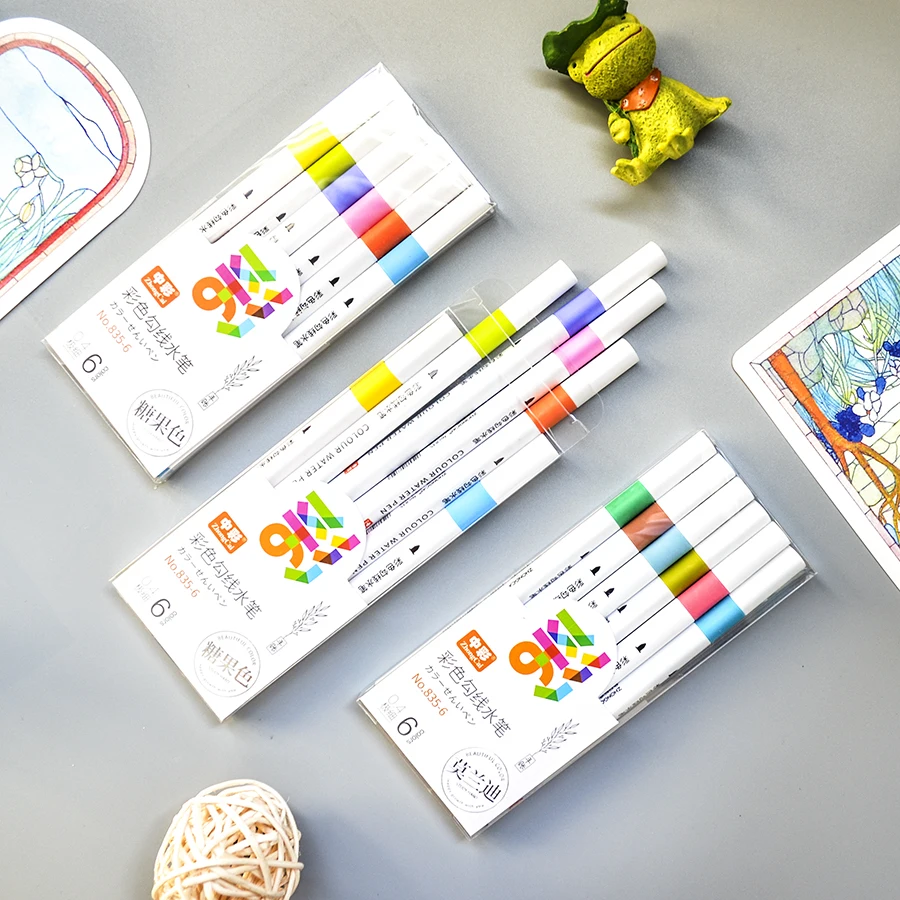 Цветная графическая ручка 6 типов, ручка для рисования скетчей и ручка с крючком