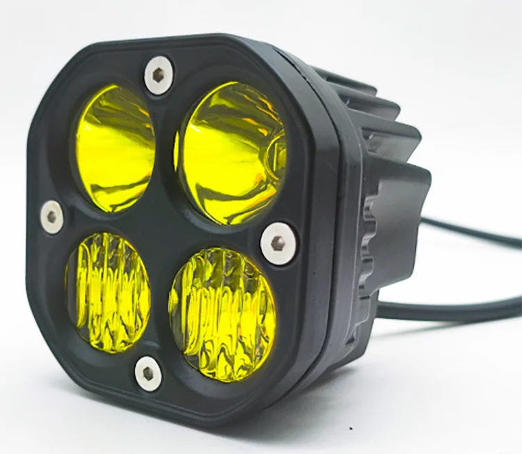 off road square car led spot light 40w white amber yellow green color led work light 12v